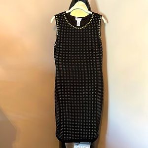 Black dress with sparkly gold dots , dressy